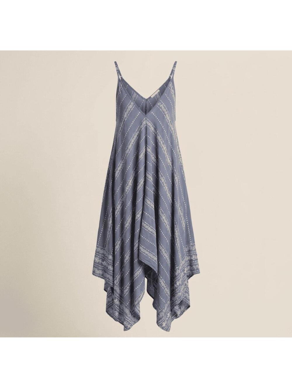Japna Blue Sleeveless Handkerchief Hem Dress XS Boho Lagenlook Flowy Summer